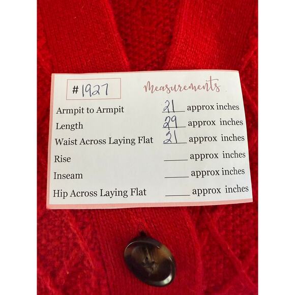 Ann Taylor Red Long Sleeve Cable Knit V-neck Cardigan Casual Cozy Sweater Size L - Picture 9 of 9